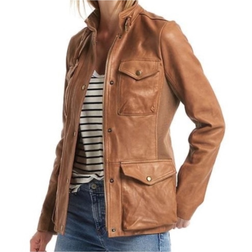 GAP Women's Brown Leather Utility Jacket